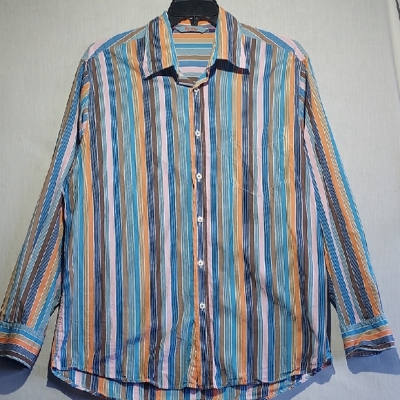 Boden multicolor striped long sleeve button-up‎ men's shirt US size large - Picture 1 of 6